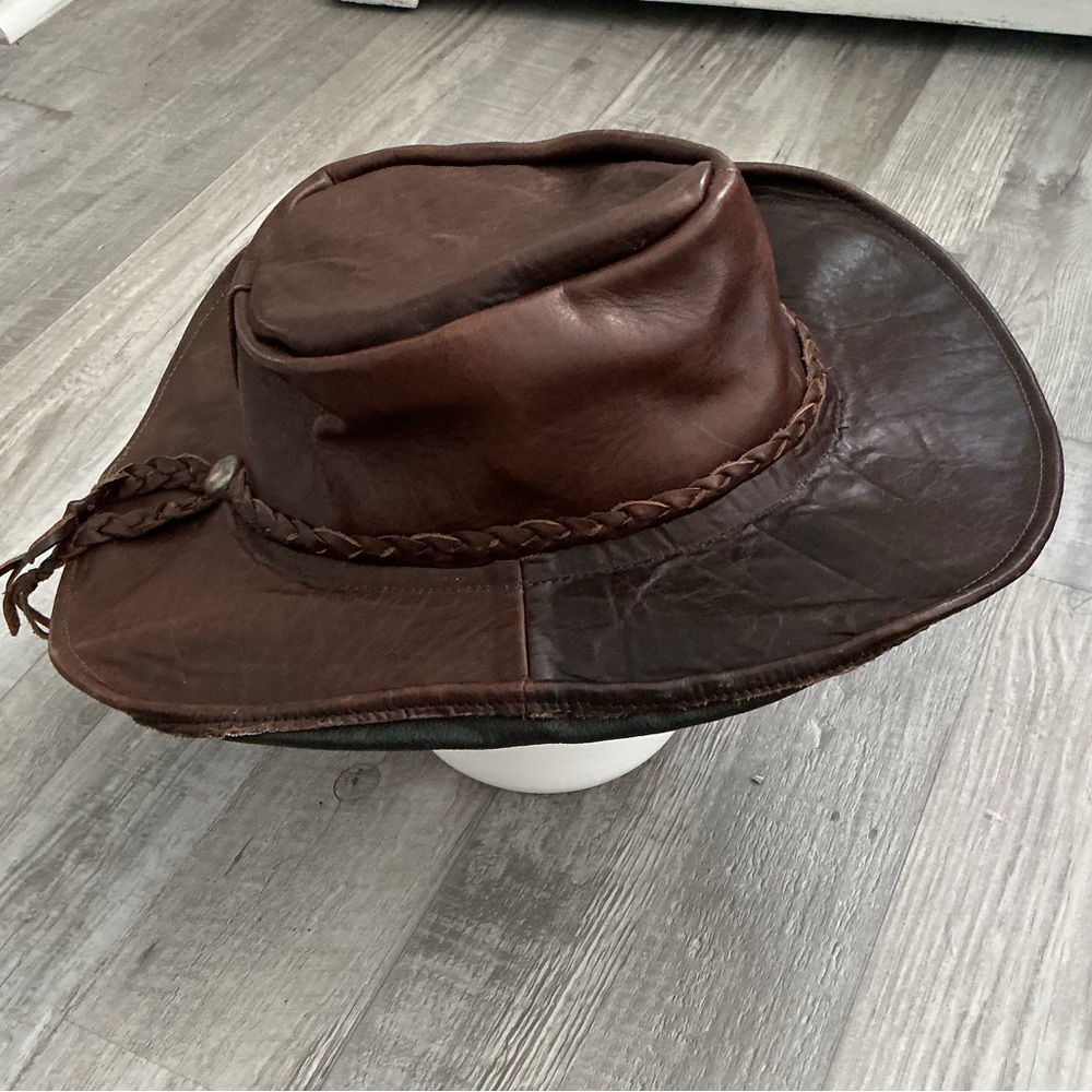 Dark Brown Rodeo Distressed Braided Vintage Leather Cowboy Hat - Picture 3 of 9